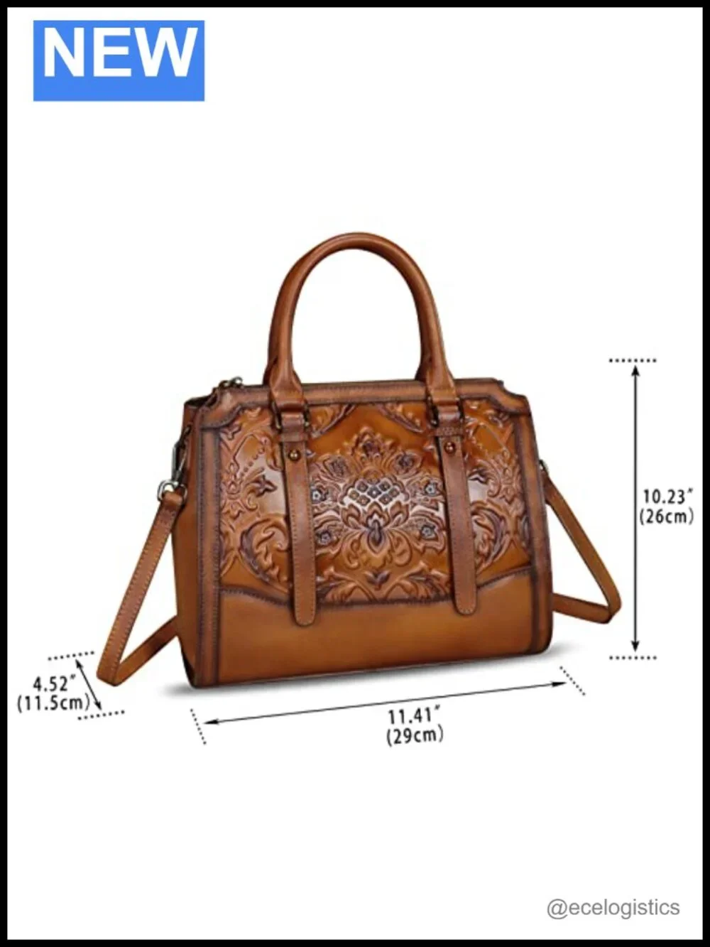 Genuine Leather Embossed Satchel Handbag Top Handle Crossbody Hobo Purse